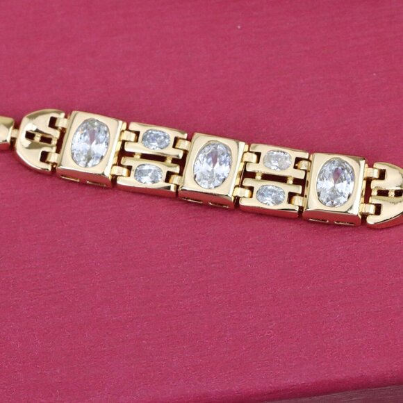 "Elegant Rose Gold Bracelet with Oval Crystal Accents, XPBL0937 - Picture 11 of 12